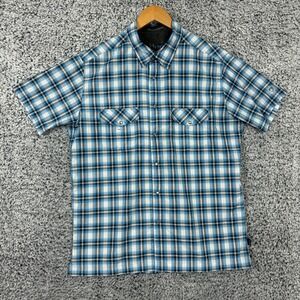 Kuhl Shirt Mens Large Blue Plaid Snap Button Front Outdoor Hiking Wicking L